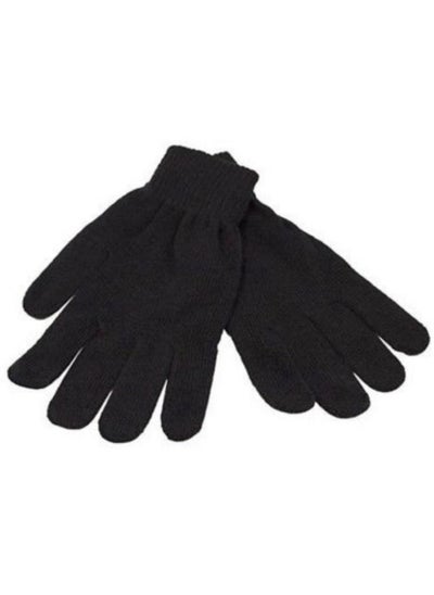 Buy Black complete Finger Wool Knit Wrist Glove Winter Warm Workout for Women and Men in Egypt