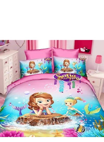 Buy Disney Three-Piece Set Cotton Quilt Single Size Comforter Bedding Set, Anime Cartoon Bed kids Duvet Cover Set in UAE