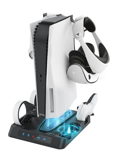 Buy Upgraded PSVR2 Controller Charging Dock,PS5 Controller Charger, Cooling Station with 3-Level Speeds Silent Fan,VR and PS5 Stand in Saudi Arabia