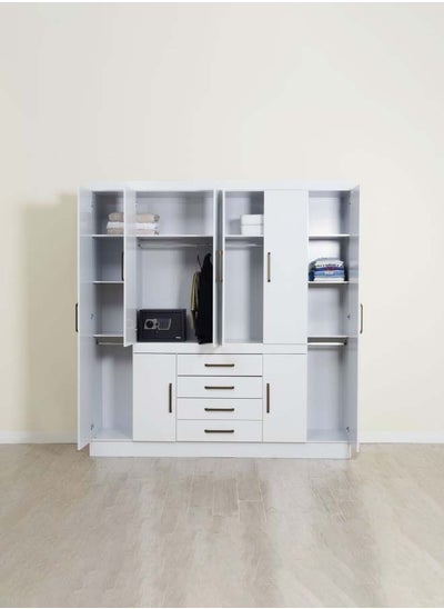 اشتري 1 X 8 Door Wardrobe 201 Cm L X 47 Cm W 212Cm H | With 4 Drawers | White | Mdf في الامارات