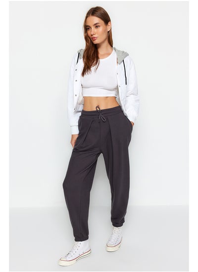 Buy Anthracite Pleated Loose Jogger Knitted Sweatpants. in Egypt