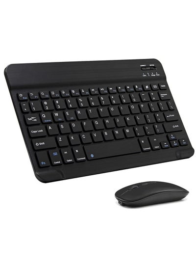 اشتري Ultra-Slim Bluetooth Keyboard and Mouse Combo Rechargeable Portable Wireless Keyboard Mouse Set for Apple iPad iPhone and Above Samsung Tablet Phone Smartphone Android Windows (White في الامارات