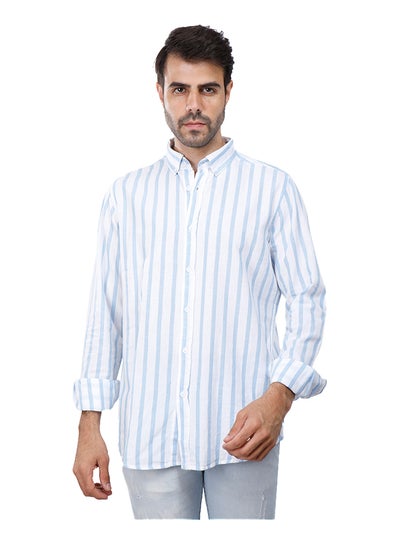 اشتري Coup Regular Fit Strip Shirt For Men Color SkyBlue في مصر