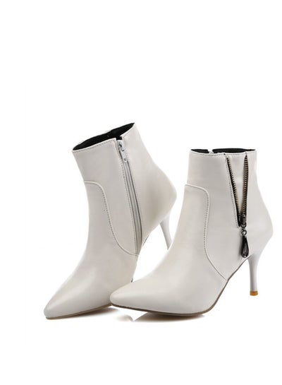 Buy Pointy Ankle Boots For Ladies White in Saudi Arabia