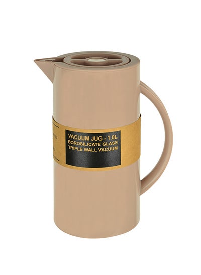 Buy Plastic Tea/Coffee Flask 1 Liter Beige, Borosilicate Glass & Triple Wall Vacuum. in Saudi Arabia