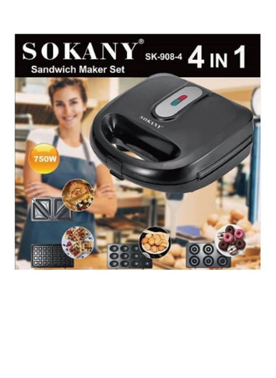 Buy Sokany SK-908-4 Sandwich Maker 750 Watt 4*1 in Egypt