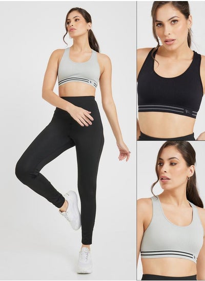 اشتري Pack of 2 - Double Stripe Waist Strap Sports Bra في السعودية