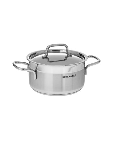 Buy Korkmaz stainless steel deep pot 18/10 size 18 * 10 cm in Saudi Arabia