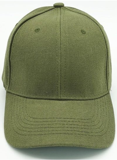 Buy Classic Army Green Polyester Baseball Cap - Adjustable Unisex Dad Hat for Running, Workouts, and Outdoor Activities in All Seasons in UAE