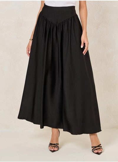 Buy Gathered Waistband Detail A-Line Maxi Skirt in Saudi Arabia