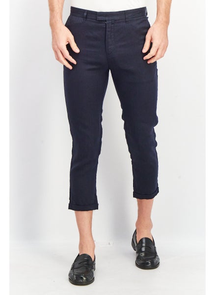 Buy Men Carrot Fit Solid Chino Pants, Navy Blue in Saudi Arabia