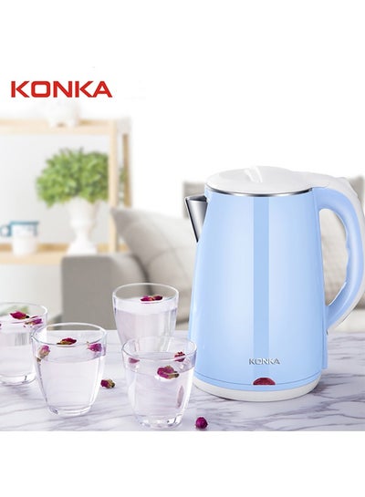 Buy Stainless Steel Fast, Portable Electric Hot Water Kettle For Tea And Coffee, 2.2L Blue in UAE