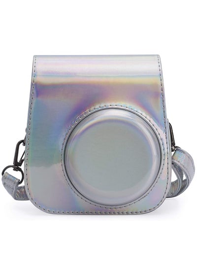 Buy PU Leather Camera Case Compatible For Fujifilm Instax Mini 11 Instant Camera with Adjustable Strap and Pocket (Magic Silver) in UAE