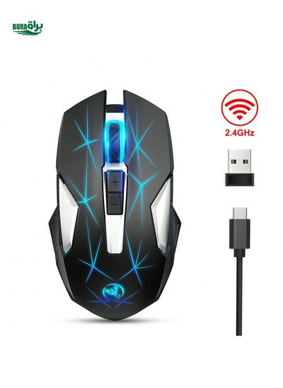 Buy HXSJ HXSJ 2.4g Wireless Mouse Built-in Rechargeable Battery 2400dpi 3-level Adjustable 7 Buttons in UAE