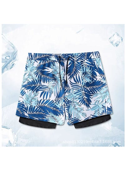 اشتري Fashionable Men's Double-Layer Quick Drying Beach Swimming Shorts في الامارات