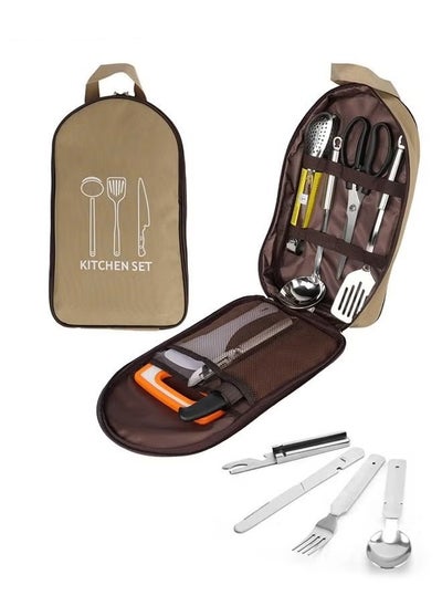 Buy Portable Outdoor Utensil Kitchen Set, Camp Kitchen Cooking Utensil Set, Cookware Kit and Chopping Board, Scissors & Camp Knife, Grill Supplies or Camping, Hiking, Travel in UAE