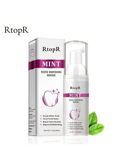 Buy RtopR Mint Teeth Whitening Mousse 60ml/Bottle Removal Plaque / Tooth Stain / Tartar Teeth Clearing Portable in Saudi Arabia