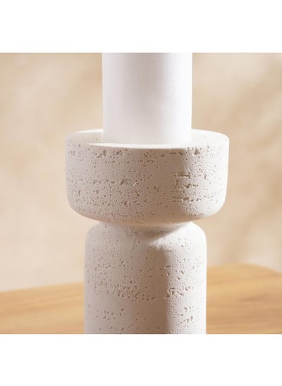 Buy Macey Polyresin Pillar Candle Holder 11X11X20.5Cm - White in UAE