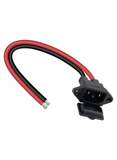 اشتري IEC 320 C14 Male 3 Pins Mount 10AWG AC Power DIY Waterproog Dustproof Inlet Socket Cable and 2 Untreated Wiring Stripped for Car Home Appliances Computer 28CM في الامارات