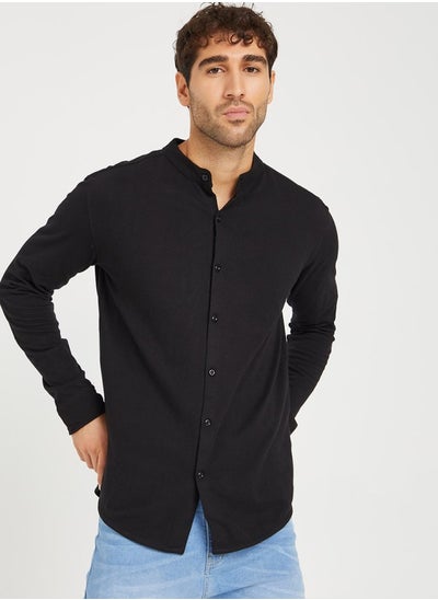 Buy Solid Collar Knitted Shirt in Saudi Arabia