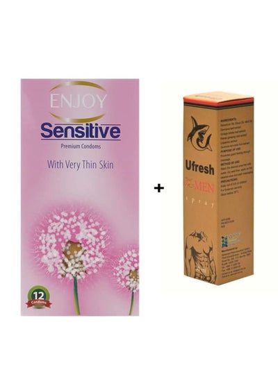 Buy Spray for men 30 ml + 12-Piece Sensitive Condom in Saudi Arabia