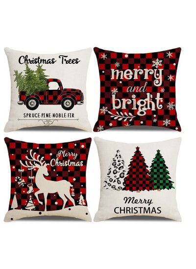 اشتري 4Pcs christmas pillow case pillow cover cushion cover for home decor 45*45cm في الامارات