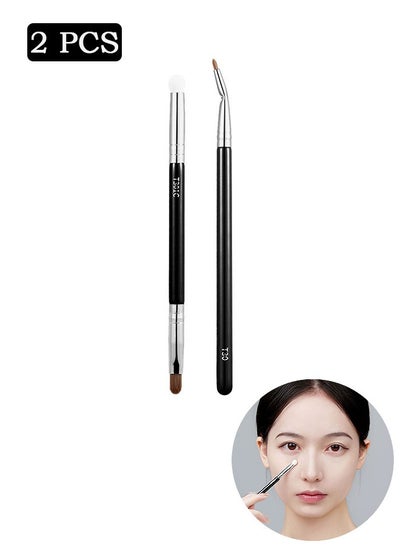 Buy 2 Pcs Concealer Brush Set, Dual-ended Concealer Makeup Brush, Fine Angled Bent Detail Concealer Brush in Saudi Arabia