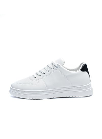 Buy Basic Flat Sneaker Faux leather For Men Big Size White in Egypt