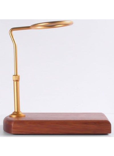 Buy Pour Over Coffee Glass Dripper with Brass and Wood Base Stand Size 22x21x16.5x3CM in Saudi Arabia