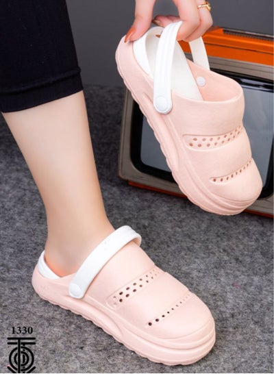 Buy Women's rubber slippers with closed front, rose color in Egypt