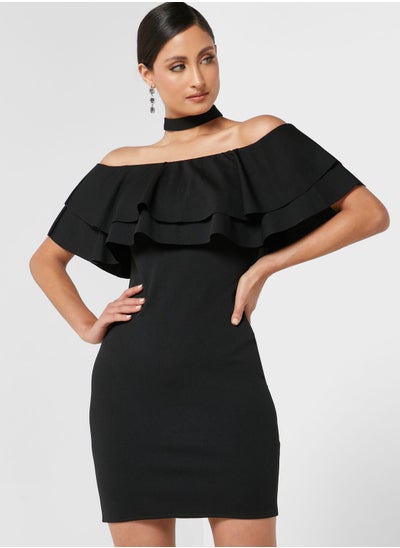 Buy Ruffled Off-Shoulder Dress in Saudi Arabia