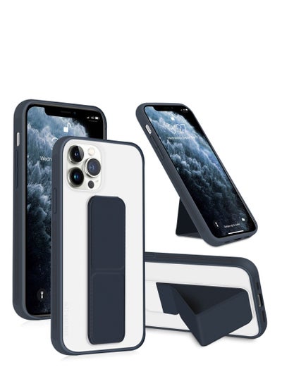 Buy INFOSUN for iPhone 11 Pro Max Case Stand Cover Matte Cases with Frosted Back Hand Grip Kickstand Cover Holder Shockproof Translucent Design for iPhone 11 Pro Max (6.7 Inch) (2019) (Navy Blue) in Saudi Arabia