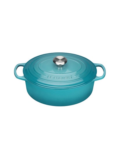 Buy Le Creuset Signature Enamelled Cast Iron Casserole Dish with Lid - Oval, 29 cm, 4.7 Litres, Teal, 21178291702430 in Saudi Arabia