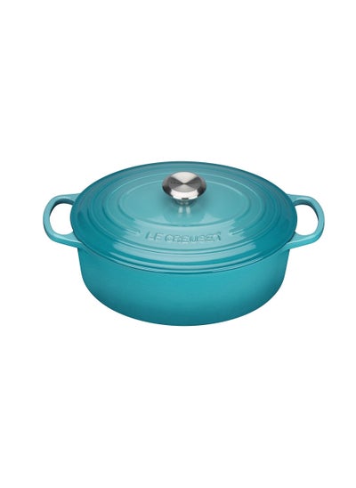 Buy Le Creuset Signature Enamelled Cast Iron Casserole Dish with Lid - Oval, 29 cm, 4.7 Litres, Teal, 21178291702430 in Saudi Arabia