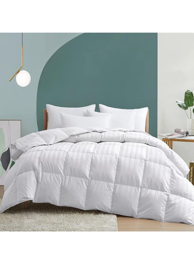 Buy Sleep Night Striped Soft Polyster Duvet Insert Comforter, Soft Lightweight White All Season Down Alternative Quilted Duvet Comforter King Size 220x240 cm in Saudi Arabia