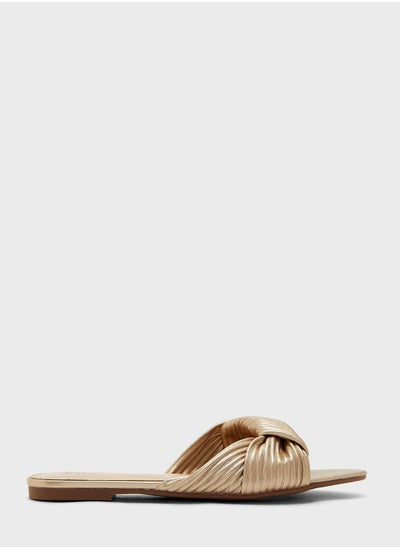 Buy Pleated Knot Front Flat Sandal in UAE