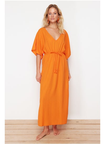 اشتري Orange Maxi Woven Tie-Up Beach Dress TBESS24EL00084 في مصر