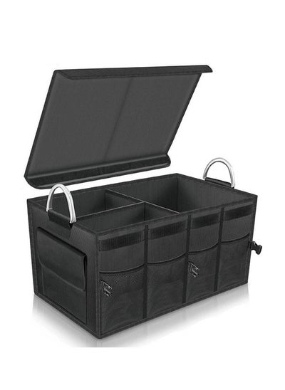 Buy Car Trunk Organizer Holder, Auto Cargo storage Container Box, Boot Case With Foldable Cover Lid, Adjustable Pkt, Collapsible Multi Compartment, Non Slip Bottom, Waterproof Oxford in Black, 23inch,58cm in Saudi Arabia