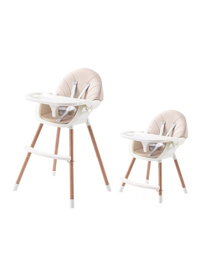 Buy Wooden Baby Feeding Highchair with Removable Tray and Adjustable Legs,3-in-1 Infant Highchair in UAE