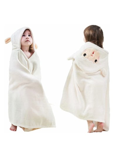 اشتري Hooded Towels For Kids 3-13 years, Premium Beach Or Bath Towel, Rabbit design, Ultra Soft, and Extra Large, 100% Cotton Children's Swimming/Bath Towel with Hood (88x150 cm, White) في السعودية