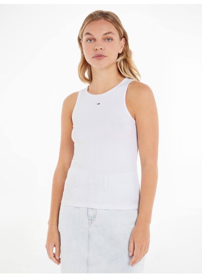 Buy Women's Essential Rib Tank, White in Saudi Arabia