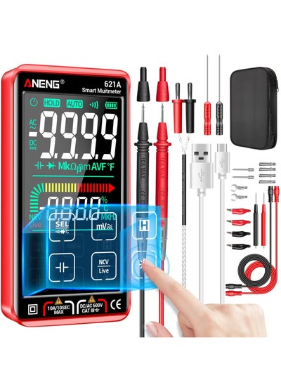 اشتري Digital Multimeter Tester, Smart Touch TRMS, Auto-Ranging Fast Accurately Measures, Rechargeable anti-burning Ohm With NCV, for Measures DC/AC Current, Voltage, Resistance Diodes, Capacitance في الامارات