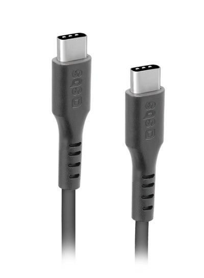 Buy Cable for data transfer and charging, equipped with two Type-C 2.0 connectors, length 1.5 m, black color suitable for Apple, Samsung, Huawei, Xiaomi, LG and others. in UAE