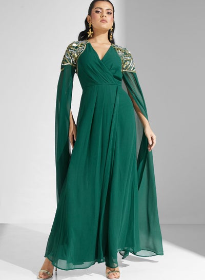 اشتري فستان منقوش بياقة واسعة منسدلة في السعودية