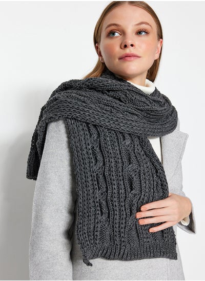 اشتري Anthracite Knit Detailed Knitwear Scarf TWOAW21AT0018 في مصر