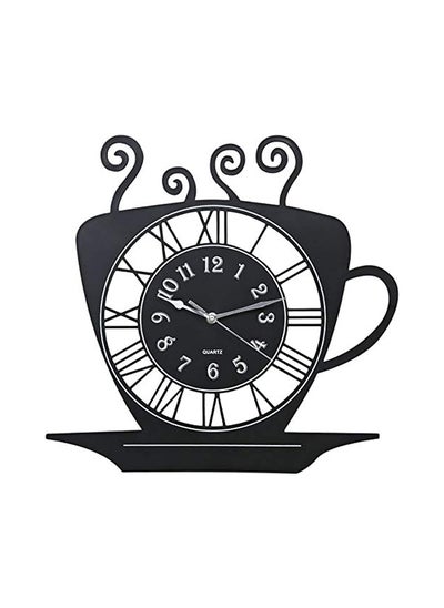 اشتري Plastic Teacup Shaped Kitchen Dining Living Room Wall Clock, Black - BD-CLK-CS في الامارات