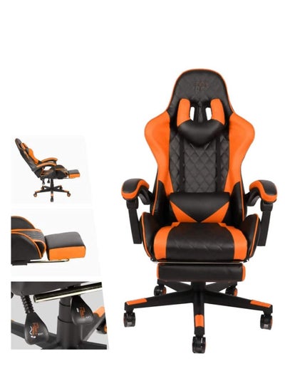 Buy LED Gaming Chair Ergonomic OfficeChair Racing Style High-Back Desktop PC Computer GamingChair Adjustable Height SwivelChair with Footrest, Headrest and Lumbar Support in Saudi Arabia