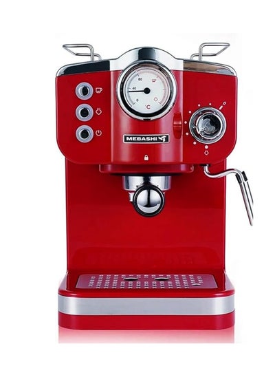 Buy MEBASHI ME-ECM2015 Espresso Coffee Machine - 1.2L, 20 Bar, with Adjustable Steam Knob and Thermometer (Red) in UAE