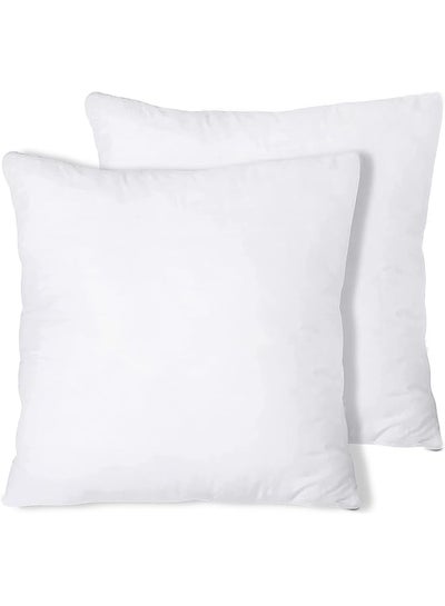 Buy Of 2) Cushions Throw Pillow Inserts(45 X 45cm) Hollowfibre square WHTE(18'x18') for Chair Bed Couch Car etc. in UAE
