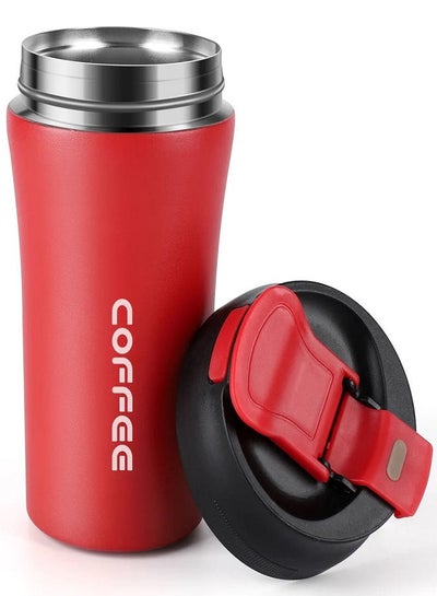 Buy Stainless Steel Thermal Mug with Flip Spout and Lock Lid Straw 420ml -Red in Egypt